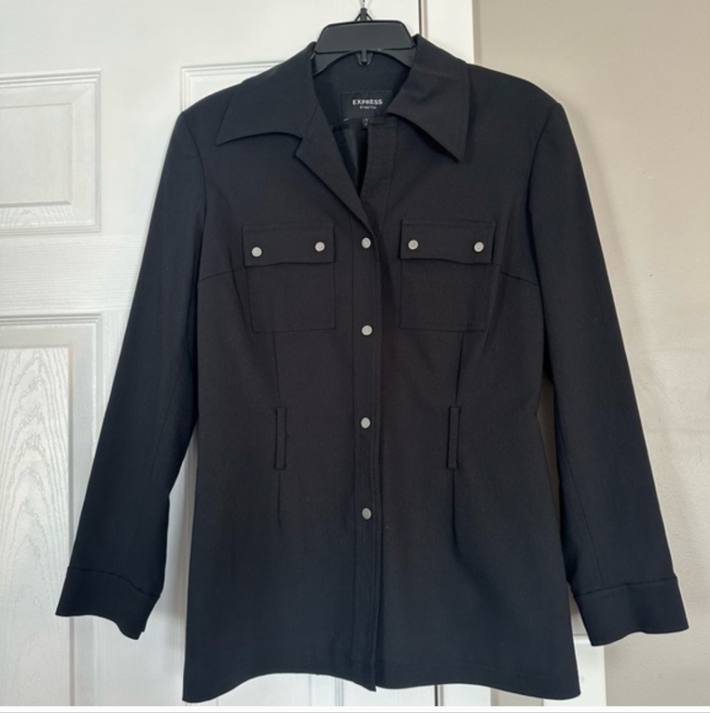 Express Women's Black Blazer Jacket Size 13/14 Fits Like LARGE